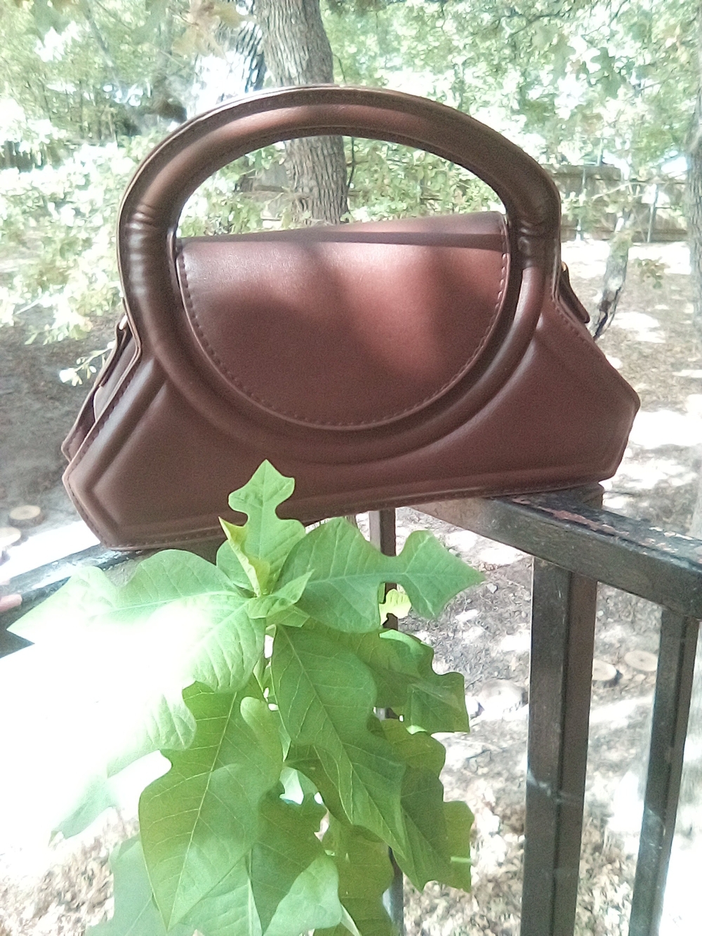 Brown Structured Top-Handle Women’s Bag